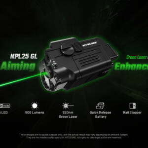 Led baterijska lampa Nitecore NPL25 GL za montažu na pištolj sa zelenim laserom